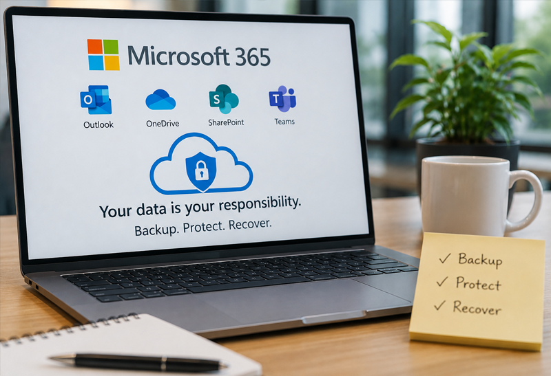 Modern office with Microsoft 365 display